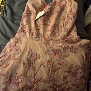 Floral Embroidered Pink Dress